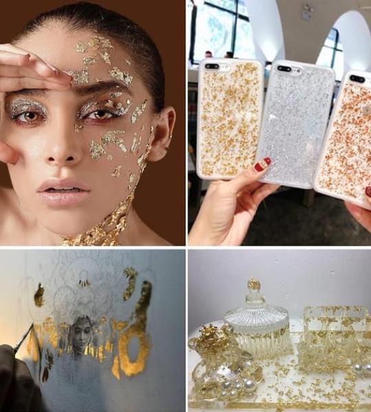 Gold Leaf Flakes 5g Jar – Metallic Foil for Resin, Art & Crafts