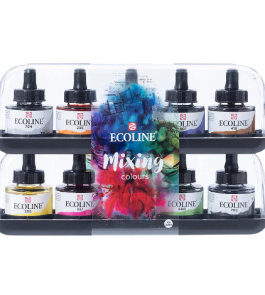 Talens Royal Ecoline Liquid Watercolour Ink Set 10 Colours 30ml