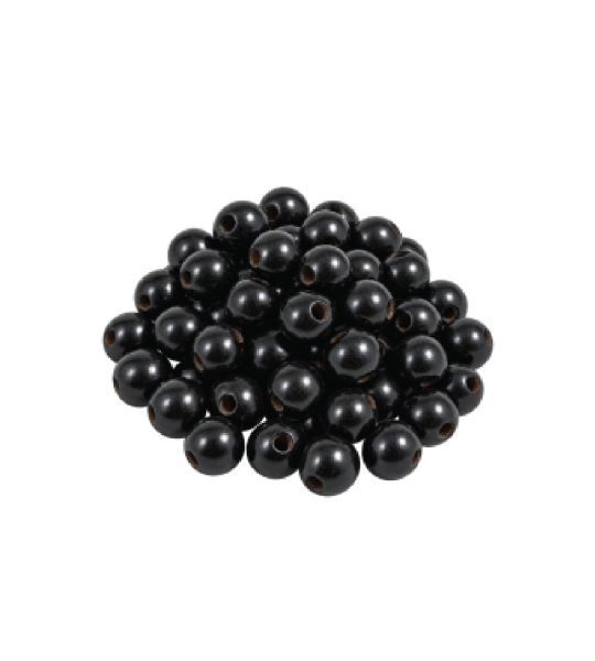 Black Wooden Beads - 1 cm