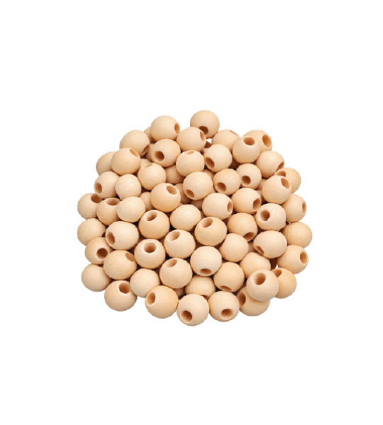خرز خشبي طبيعي فاتح 1.2 سم