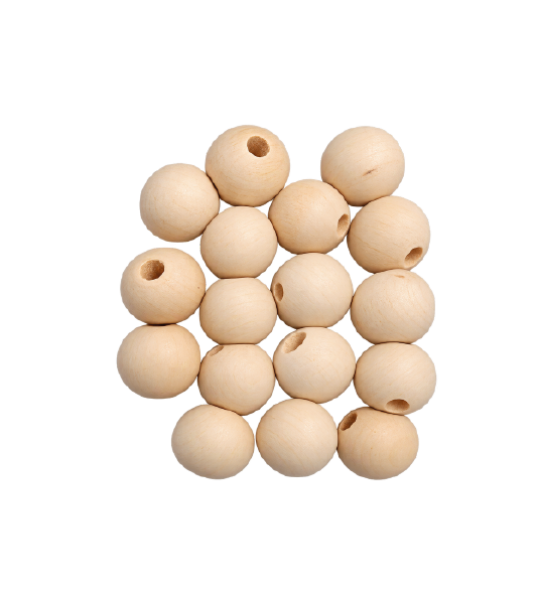 Natural Wooden Beads - 2.2 cm