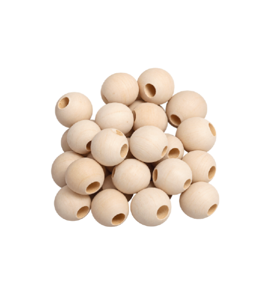 Wooden Beads - Natural Light Wood 2.2 cm