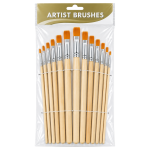 Artist Brush Set with Wooden Handles – 12 Pieces
