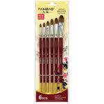 Pointed Artist Paintbrush Set with Burgundy Handles – 6 Pieces