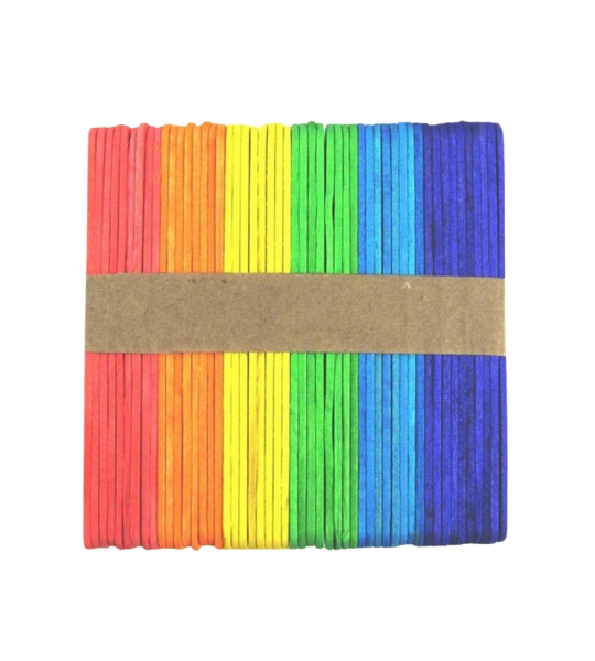 Mixed Color Wooden Craft Sticks 50 Pieces