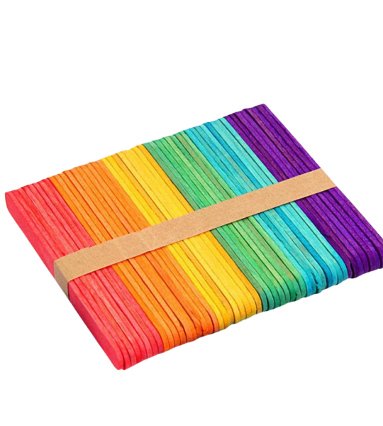 Mixed Color Wooden Craft Sticks 50 Pieces