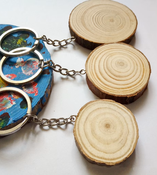 Natural Pine Wood Keychain Slice DIY Gift & Craft