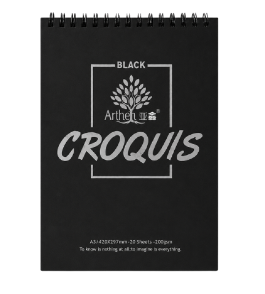 دفتر رسم أرتن ورق أسود A3