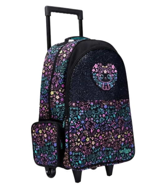 Smiggle Black Eclipse Cat Trolley Backpack