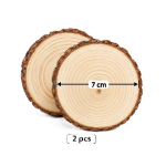 Natural Wooden Slices with Bark Edge – 7 cm, Set of 2