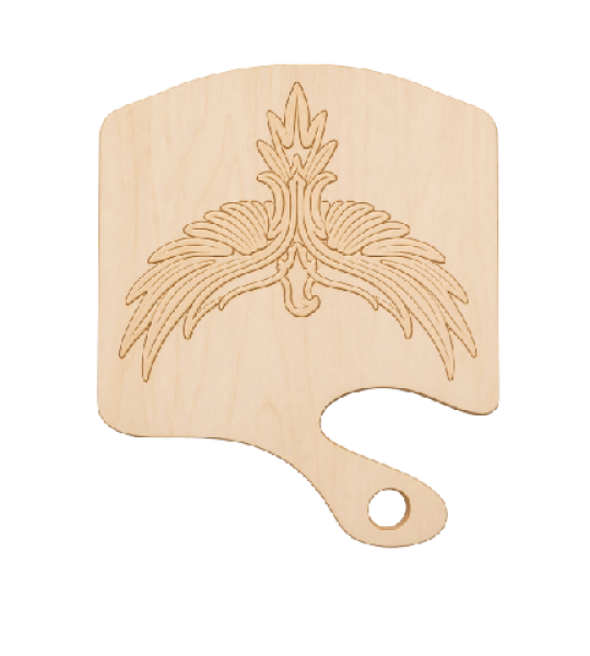Wooden Decorative Craft Palette with Engraved Floral Design